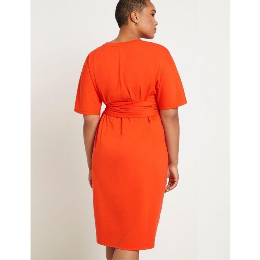 ELOQUII cross front flutter sleeve dress orange women’s plus size 24 midi